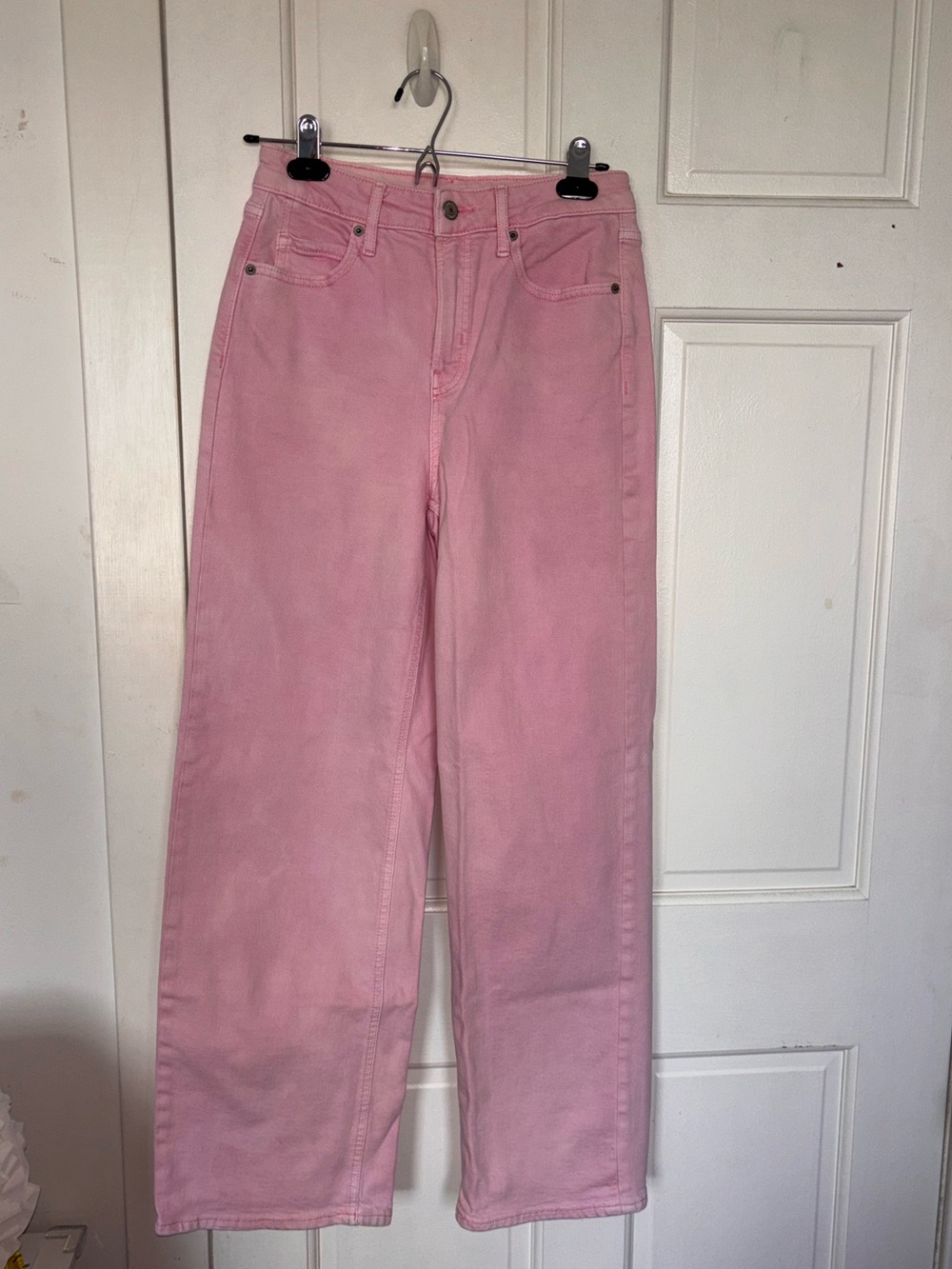 Old Navy Pink Extra High Rise Sky-Hi Wide Leg Jeans